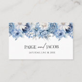 ほこりっぽい青いフローラ結婚の花 プレイスカード (裏面)