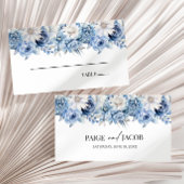 ほこりっぽい青いフローラ結婚の花 プレイスカード