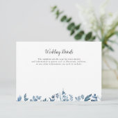 ほこりっぽい青いフローラ結婚の詳細カード 出欠カード (スタンド正面)