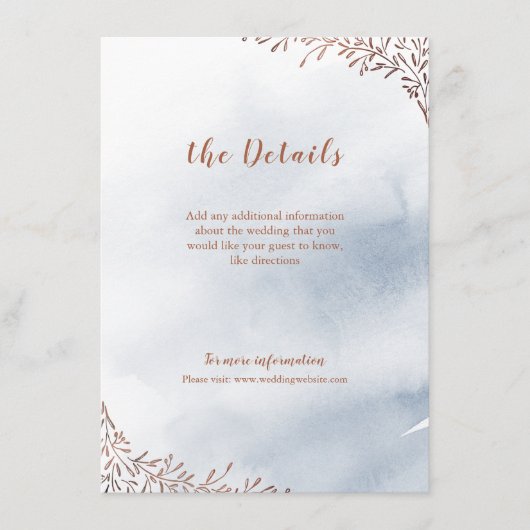 ほこりっぽい青いフローラ結婚ラスティックの挿入カード エンクロージャーカード (正面)