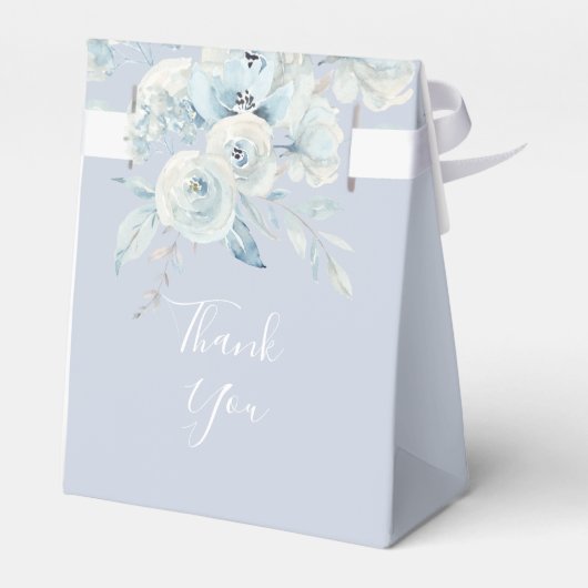 ほこりっぽい青いフローラ結婚式の引き出物箱 フェイバーボックス (裏面サイド)