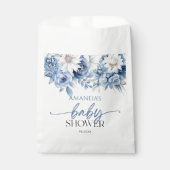 ほこりっぽい青いフローラ花赤ちゃんシャワー フェイバーバッグ (正面)