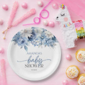 ほこりっぽい青いフローラ花赤ちゃんシャワー ペーパープレート (パーティー)