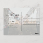 ほこりっぽい青いブラシスクリプト2写真の日付を保存 ポストカード (裏面)