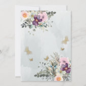 ほこりっぽい青いボホの水色フローラ緑 招待状 (裏面)