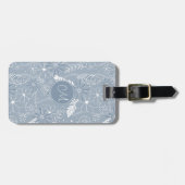 ほこりっぽい青いボホの羽の花ドードル ラゲッジタグ (正面横)