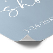 ほこりっぽい青いボホ白い花模様の赤ちゃんシャワー歓迎 ポスター (角)