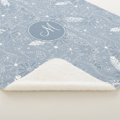 ほこりっぽい青いボホ羽の花paislies monogram シェルパブランケット (3/4)
