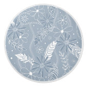 ほこりっぽい青いボホ羽の花paislies monogram セラミックノブ (正面)