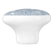 ほこりっぽい青いボホ羽の花paislies monogram セラミックノブ (側面)