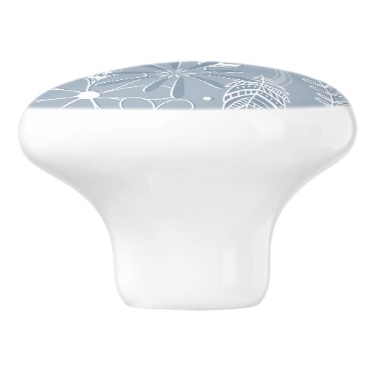 ほこりっぽい青いボホ羽の花paislies monogram セラミックノブ (側面)