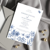 ほこりっぽい青いモダン結婚野花 招待状