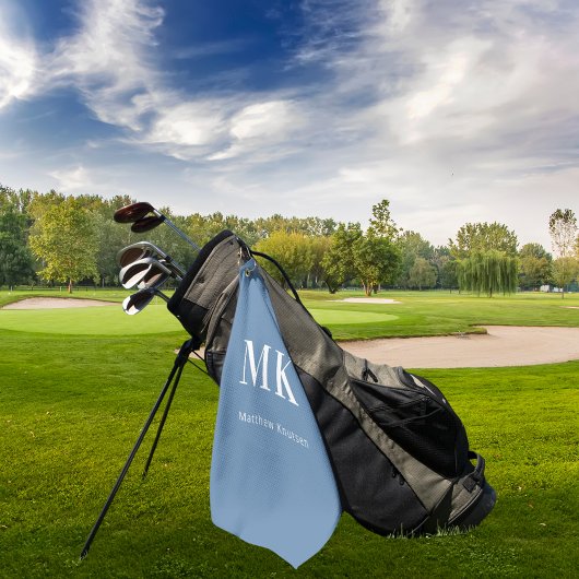 ほこりっぽい青いモノグラム名イニシャル ゴルフタオル