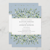 ほこりっぽい青いユーカリ結婚ス 招待状 (正面/裏面)