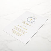 ほこりっぽい青いリースの緑バプティスシルバー 箔招待状 (回転した状態)