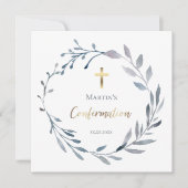 ほこりっぽい青いリース確認 招待状 (正面)