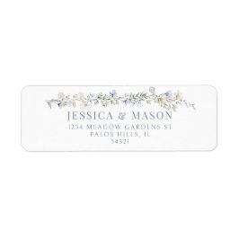 ほこりっぽい青いワイルドフラワーのフローラ差出人住所ラベル ラベル