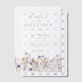 ほこりっぽい青いワイルドフラワーエレガントな結婚式 ベラム紙招待状 (オフセット (招待状))