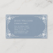 ほこりっぽい青いヴィンテージエレガントスクリプト書 名刺 (裏面)