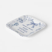 ほこりっぽい青いヴィンテージクマのおもちゃ赤ちゃんシャワー ペーパープレート (傾斜あり)