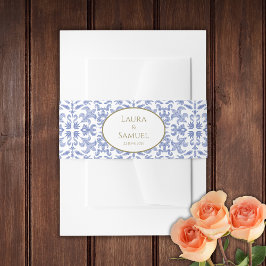 ほこりっぽい青いヴィンテージパターン 招待状ベリーバンド