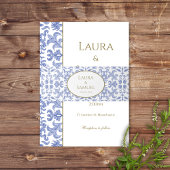 ほこりっぽい青いヴィンテージパターン 招待状ベリーバンド