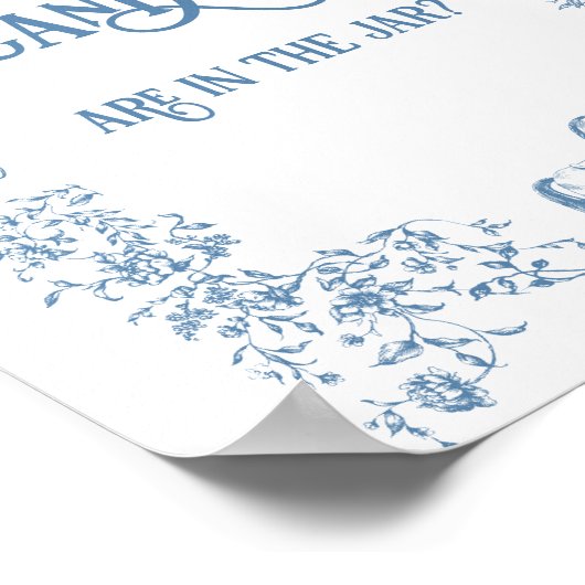 ほこりっぽい青いヴィンテージフローラ赤ちゃんシャワー推測ゲーム ポスター (角)