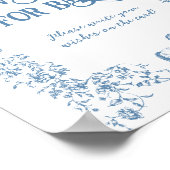 ほこりっぽい青いヴィンテージフローラ赤ちゃんシャワー願いゲーム ポスター (角)