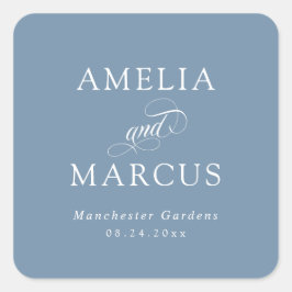 ほこりっぽい青いヴィンテージ結婚書道 スクエアシール