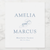 ほこりっぽい青いヴィンテージ結婚書道 ワインラベル (シングルラベル)