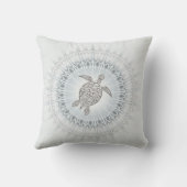 ほこりっぽい青い亀とマンダラ クッション (裏面)