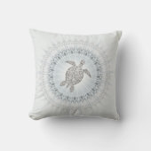 ほこりっぽい青い亀とマンダラ クッション (正面)