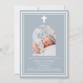 ほこりっぽい青い写真のアーチ少年バプテスマ 招待状 (正面)