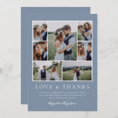 ほこりっぽい青い写真コラージュの愛感謝していと結婚s サンキューカード (正面/裏面)