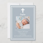 ほこりっぽい青い写真バプテスマ 招待状 (正面)