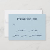 ほこりっぽい青い冬のスクリプト書道ホワイトブランチ 出欠カード (裏面)