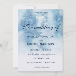 ほこりっぽい青い冬のスクリプト書道ホワイトブランチ 招待状