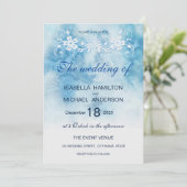 ほこりっぽい青い冬のスクリプト書道水色 招待状 (スタンド正面)