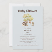 ほこりっぽい青い動物の少年の赤ちゃんシャワー招待状 招待状 (正面)