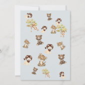 ほこりっぽい青い動物の少年の赤ちゃんシャワー招待状 招待状 (裏面)