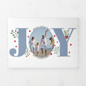 ほこりっぽい青い喜びと果実クリスマスの休日の写真 三つ折りクリスマスカード (カバー)