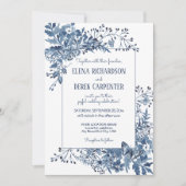 ほこりっぽい青い国の花ウォーターカラーアート結婚ズ 招待状 (正面)