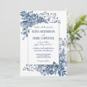 ほこりっぽい青い国の花ウォーターカラーアート結婚ズ 招待状 (スタンド正面)
