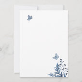 ほこりっぽい青い国の花ウォーターカラーアート結婚ズ 招待状 (裏面)