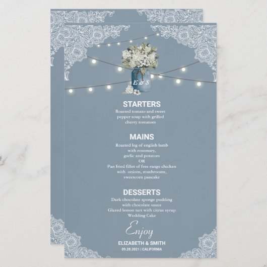 ほこりっぽい青い国ホワイトレースの組み合結婚わせ (正面/裏面)