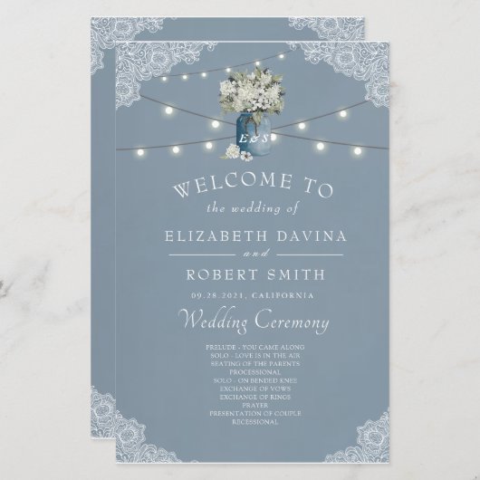 ほこりっぽい青い国ホワイトレースの組み合結婚わせ (正面/裏面)