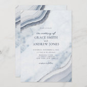 ほこりっぽい青い大理石アゲート結婚ズ 招待状 (正面/裏面)