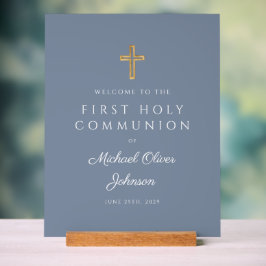 ほこりっぽい青い宗教少年の最初の聖餐式へようこそ アクリルサイン