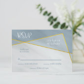 ほこりっぽい青い幾何学的タイポグラフィウェディングrsvp 出欠カード (スタンド正面)