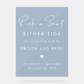 ほこりっぽい青い座席の両側を結婚選ぶ アクリルサイン (正面)